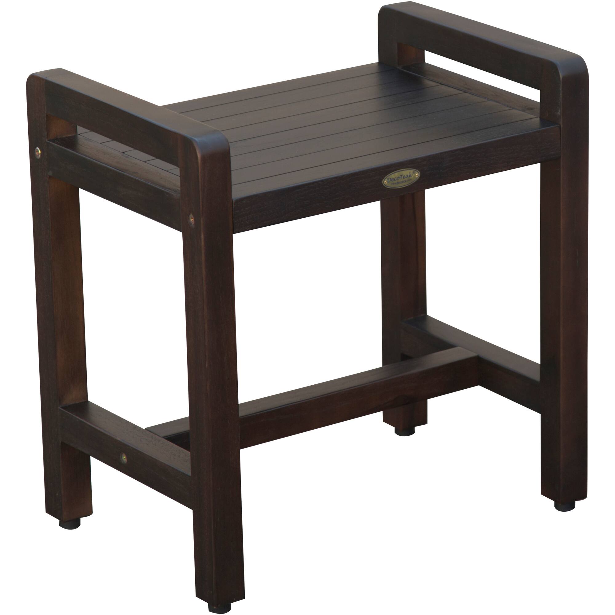 Alt View 1. DecoTeak - DecoTeak Eleganto 20" Teak Wood Shower Bench with LiftAide Arms in Woodland Brown Finish - Woodland Brown.