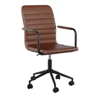 Martha Stewart - Taytum Faux Leather Office Chair - Saddle Brown Faux Leather/Oil Rubbed Bronze - Front_Zoom