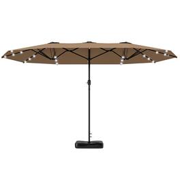 Outsunny - Parasol 14.4 ft. Double-Sided Sun Umbrella with Base - Khaki