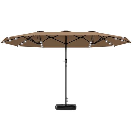 Front. Outsunny - Parasol 14.4 ft. Double-Sided Sun Umbrella with Base - Khaki.