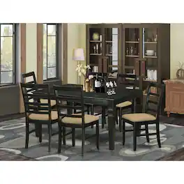 East West Furniture - WEPF7-BLK-C 7 Pc dinette set for 6-Dining Table and 6 dinette Chairs - Black