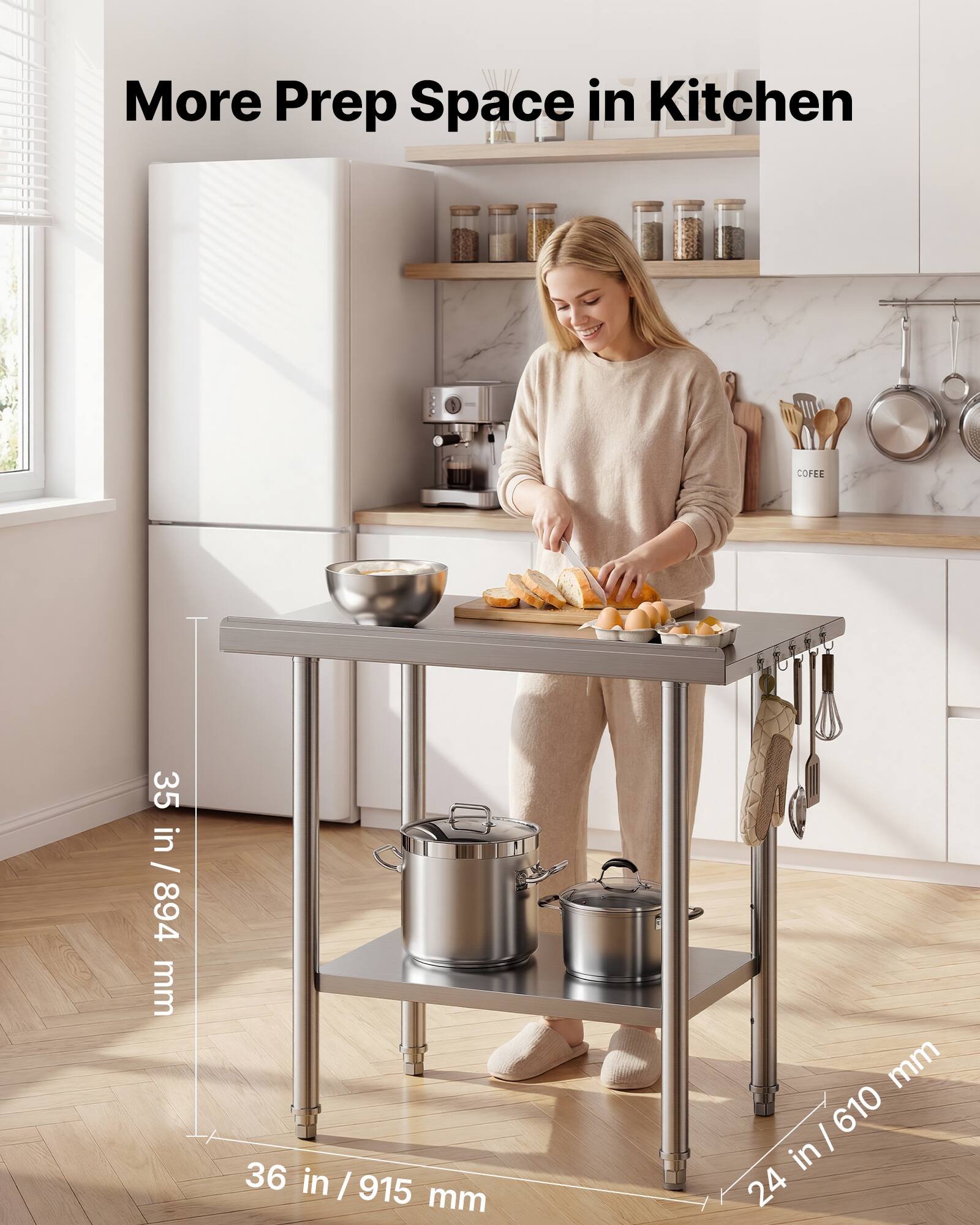 More Prep Space in Kitchen

COFFEE

35 in / 894 mm

36 in / 915 mm

4 in / 610 mm

24 in / 610 mm
