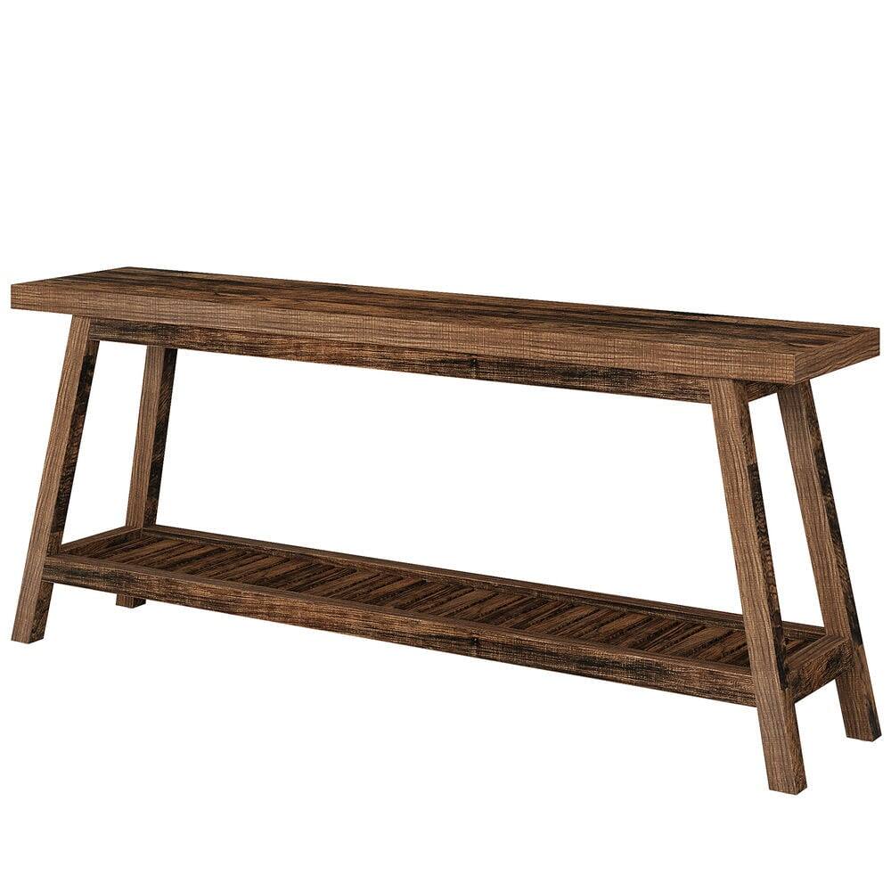 Alt View 1. Kadyn - Entryway Table, Console Sofa Table,Farmhouse Console Table, 70.9" Entryway Table 2-Tier Sofa Table,Brown - Brown.
