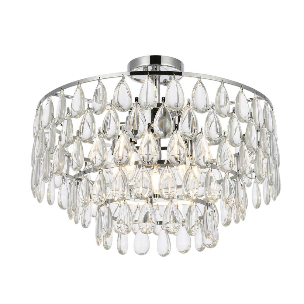 Front. Elegant Lighting - Mila 20 inch flush mount in chrome - Chrome.