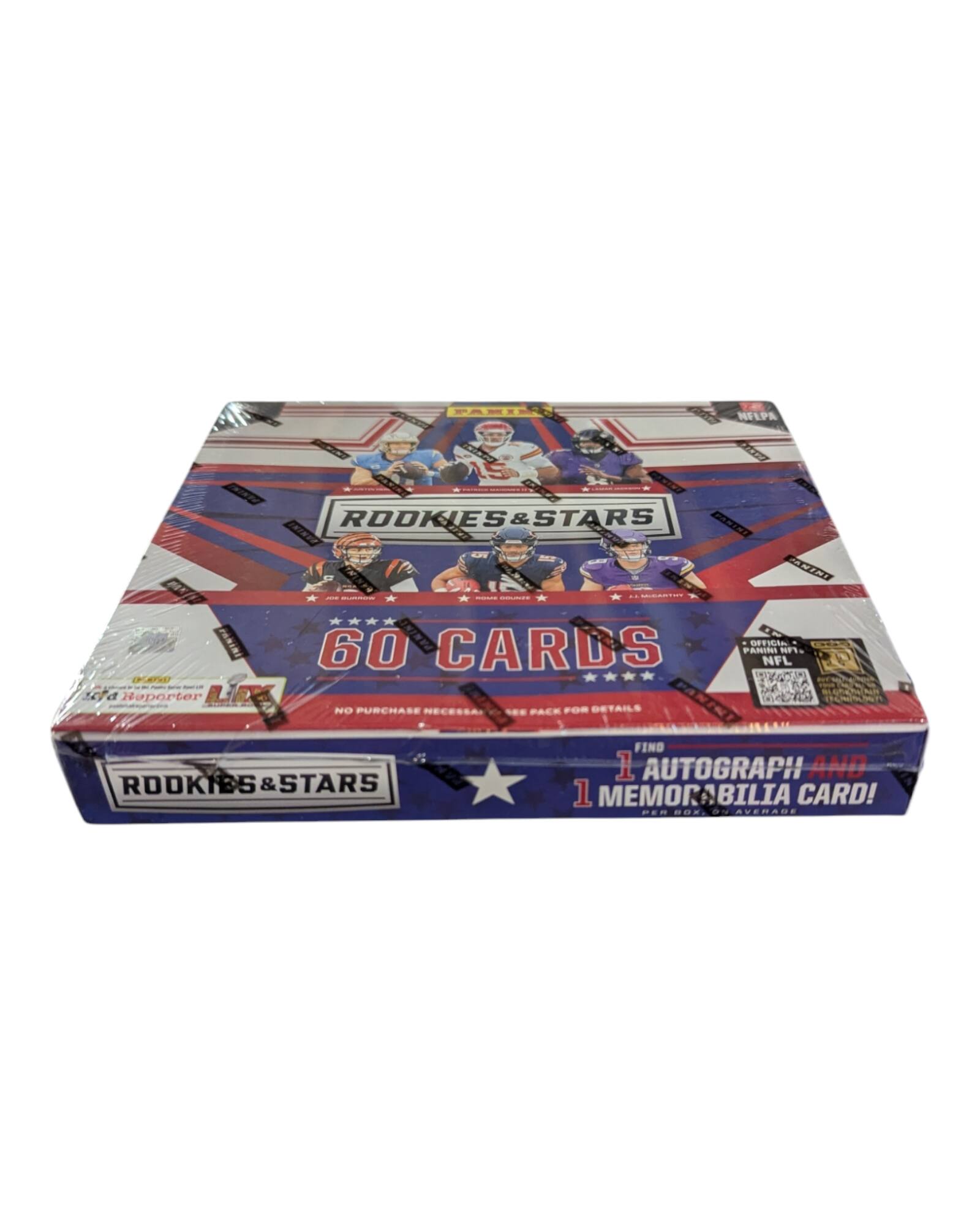 ROOKIE & STARS  
60 CARDS  
NO PURCHASE NECESSARY  
FIND 1 AUTOGRAPH AND 1 MEMORABILIA CARD!  
NFLPA  
Panini  
SCA Reporter  
LX  
OFFICIAL  
NFL  
PANINI  
AVERAGE  
PER BOX