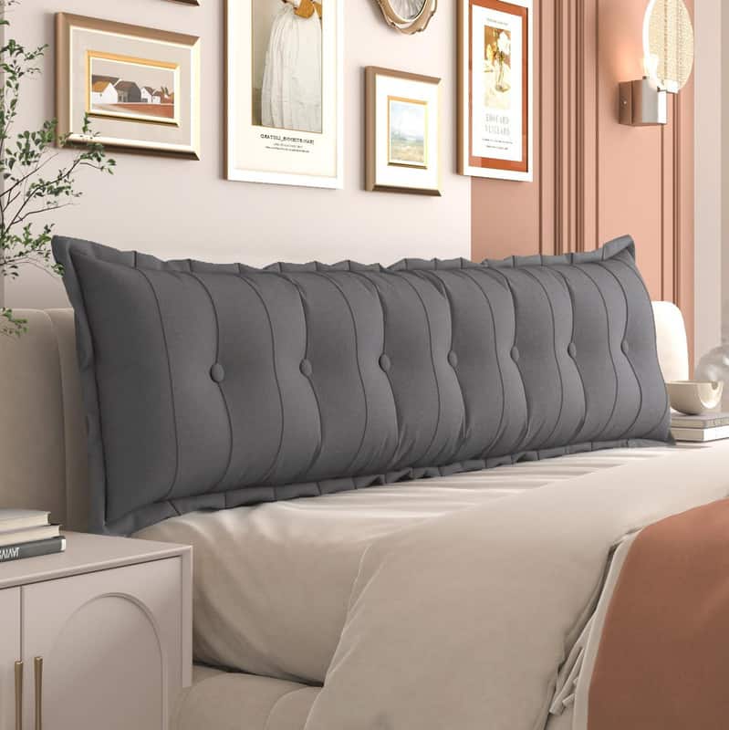 wowmax - King Headboard Pillow Gray - Backrest Pillow for Sitting in Bed - Grey