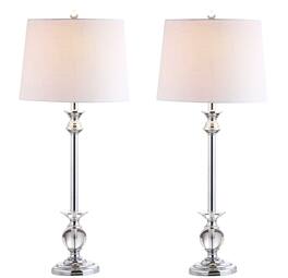 Jonathan Y - Elizabeth 33" Crystal/Metal LED Table Lamp, (Set of 2) - Clear/Chrome