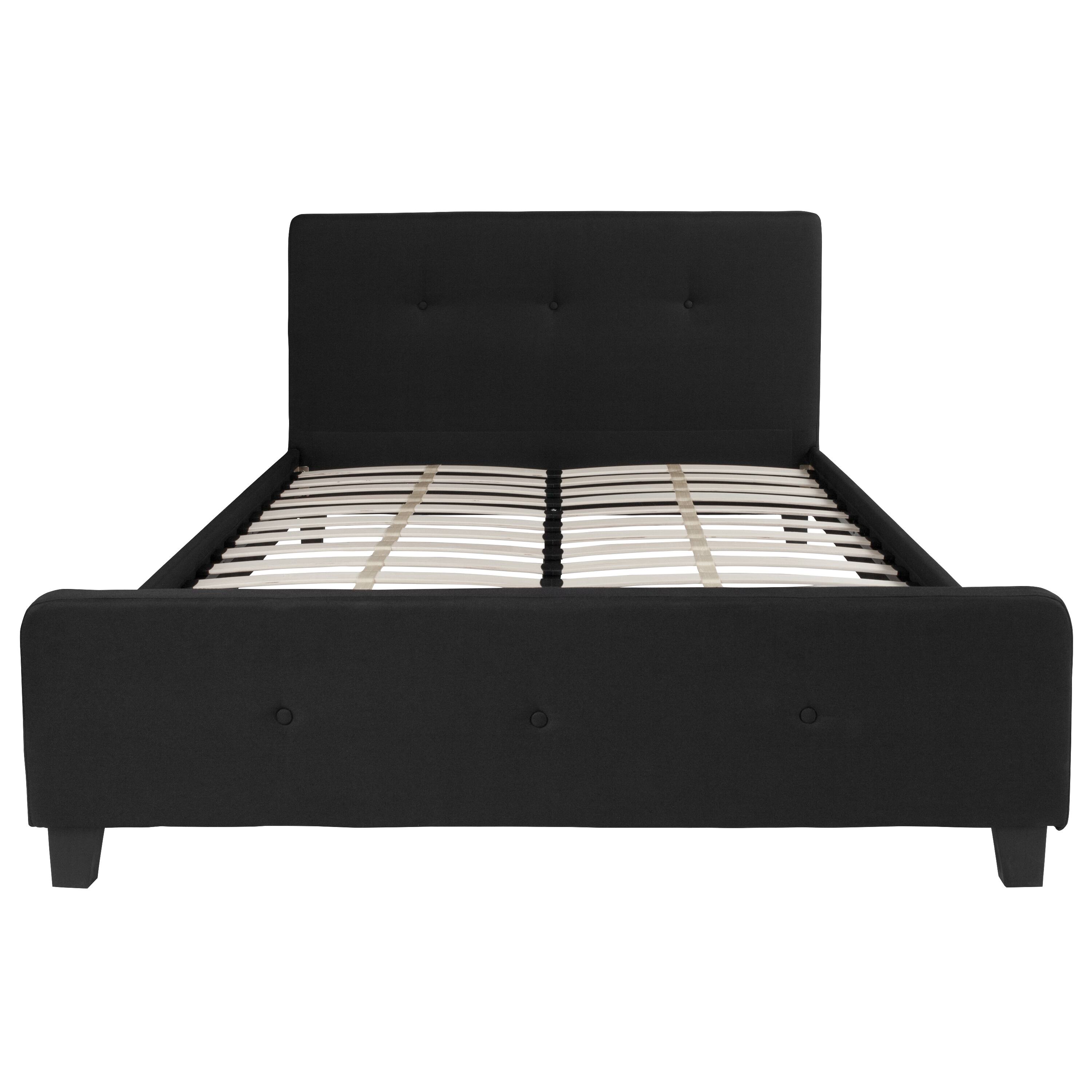 Alt View 5. Emma + Oliver - Button Tufted Upholstered Platform Bed - Black.