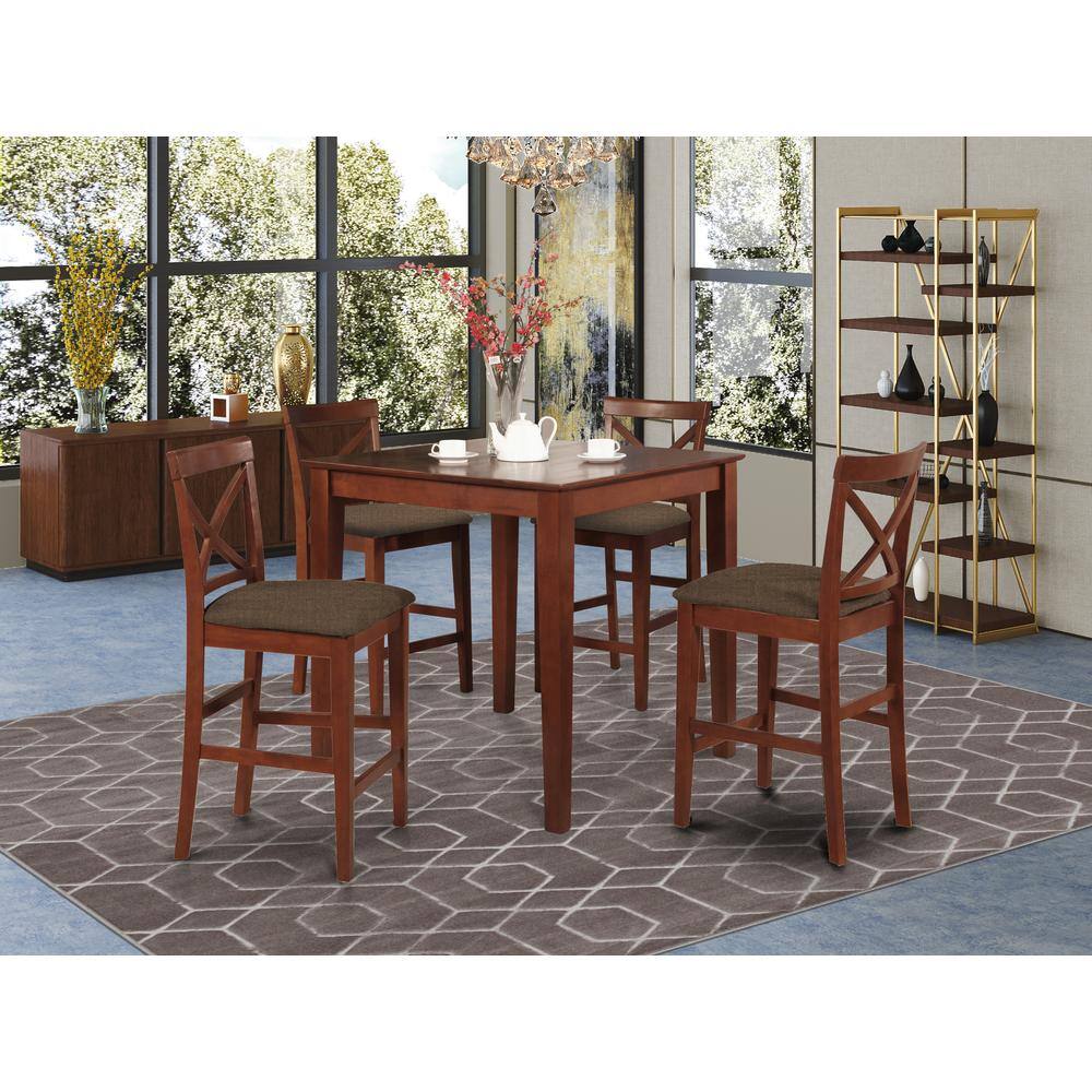 Angle. East West Furniture - Dining Room Set Mahogany - Brown.