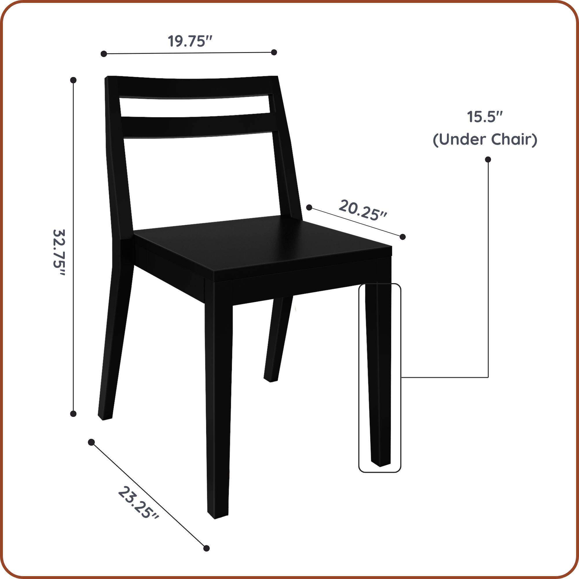 19.75"  
15.5" (Under Chair)  
32.75"  
20.25"  
23.25"