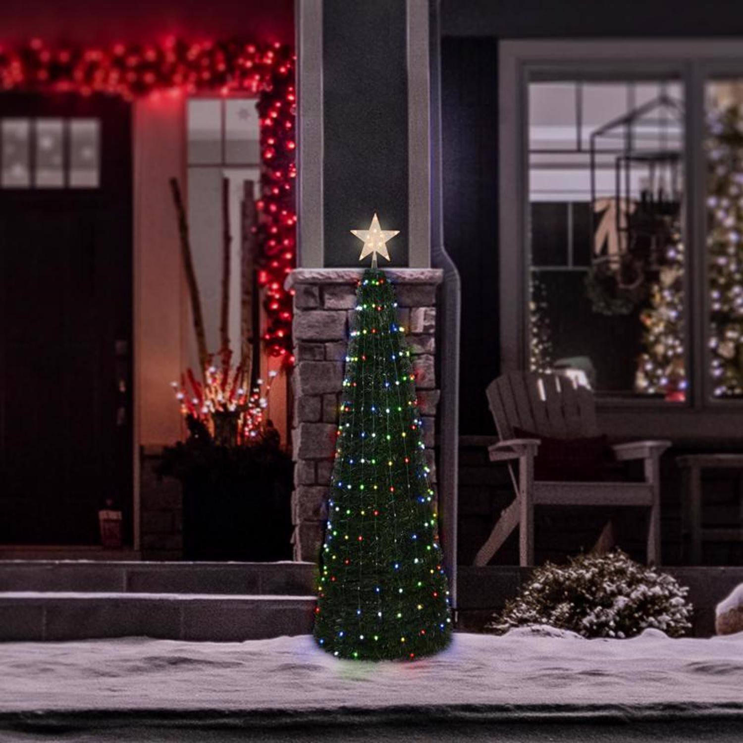 Angle. Celebrations - Celebrations LED RGB Pop-Up Tree 5 ft. Christmas Tree - Multicolored.
