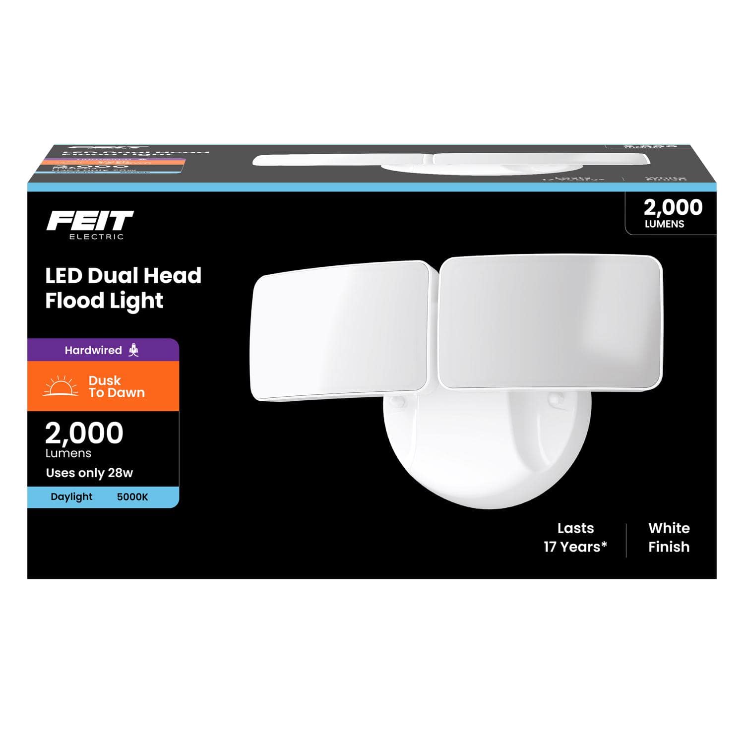 FEIT ELECTRIC - Feit LED Dusk to Dawn Hardwired LED White Security Floodlight