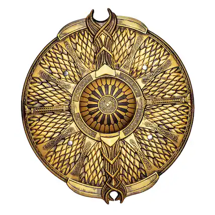 Front. Underwraps - Gold Circle Shield 20 Inch Foam Adult Costume Accessory - Gold.