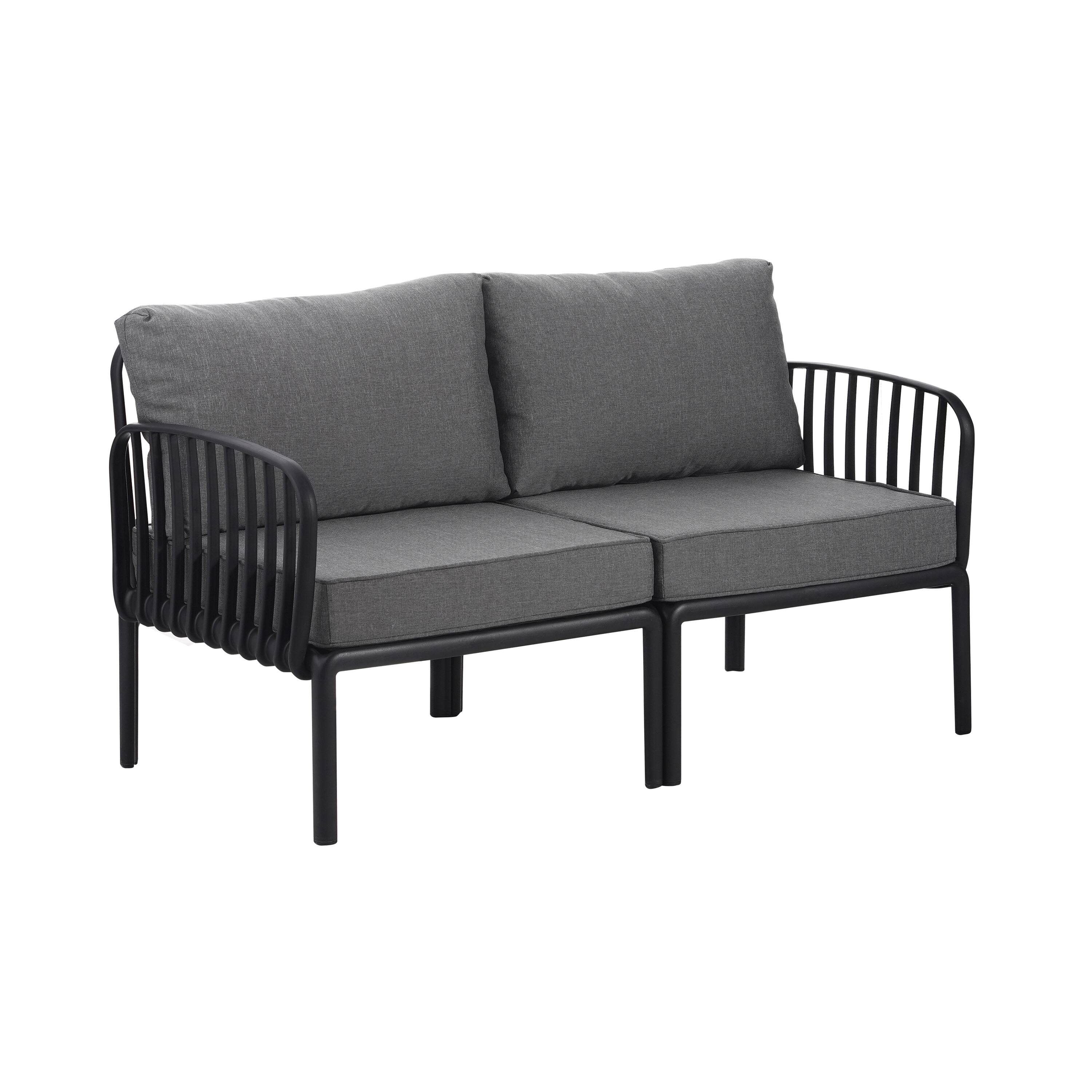 Alt View 2. APRILSOUL - Modern Patio Sectional Furniture Set with Square Coffee Table Waterproof Thick Cushion Deep Seating Black and Dark Gray - Black+ Gray.