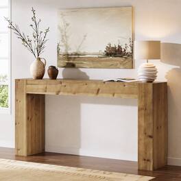 Tribesigns - Farmhouse Solid Wood Console Table with Rectangular Top for Entryway, Hallway and Living Room - Light Brown