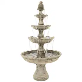 Sunnydaze - Grand Courtyard Resin Outdoor 4-Tier Water Fountain - Earth