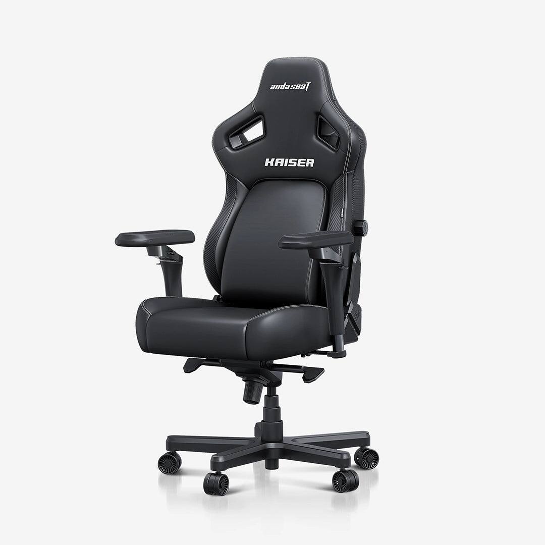 AndaSeat - Kaiser 4 Premium Ergonomic Office Gaming Chair with Superior Leather, Upgraded Lumbar, Wide Seat & 6D Armrests – XL Size - Elegant Black