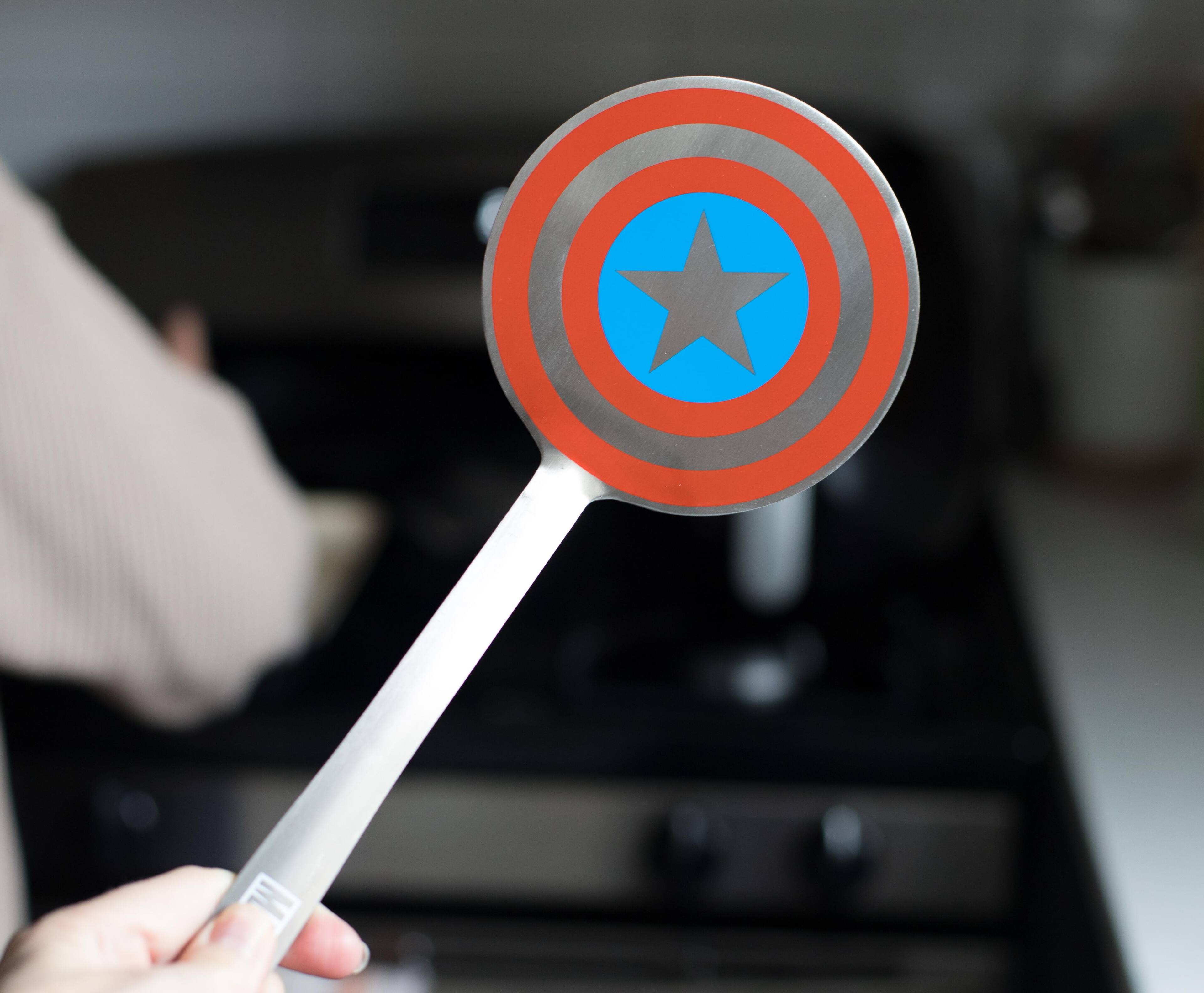 Alt View 2. Marvel - Marvel Captain America Shield Colored Flat Stainless Steel Wide Head Spatula - Multicolored.