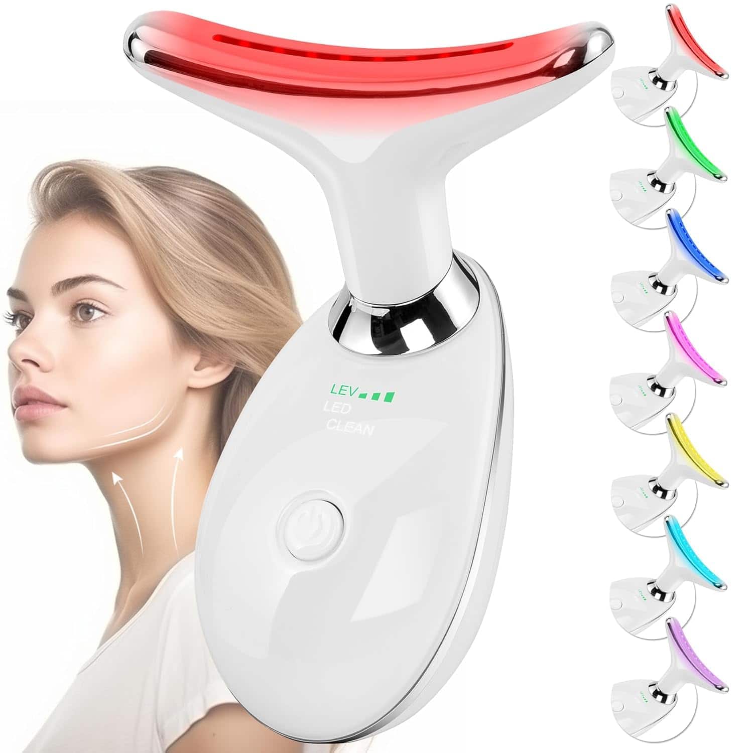 Live At Space - 7-Color LED Face & Neck Sculpting Wand, 3-Mode Rechargeable Arc Massager Gift for Her - 642146669736