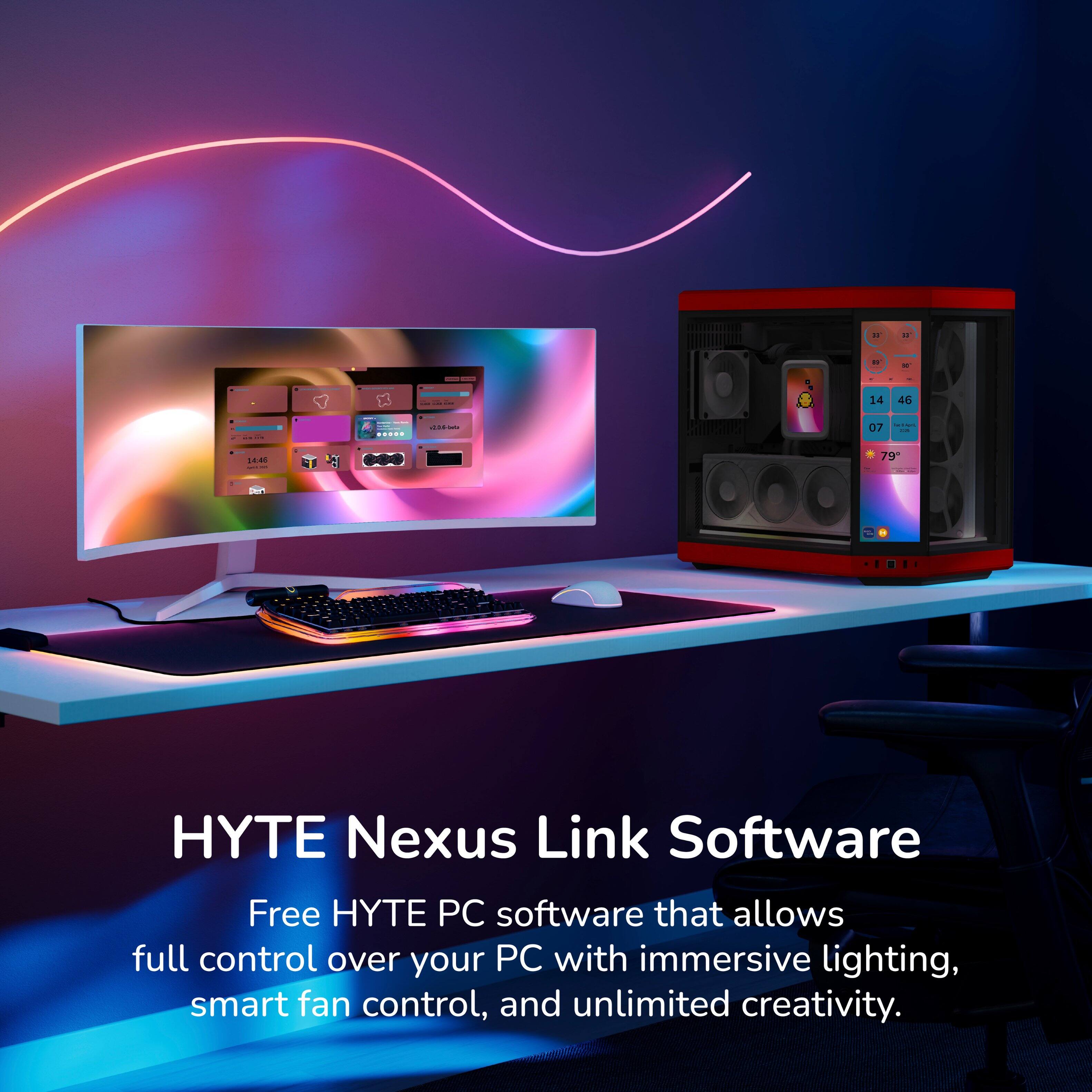 HYTE Nexus Link Software

Free HYTE PC software that allows full control over your PC with immersive lighting, smart fan control, and unlimited creativity.