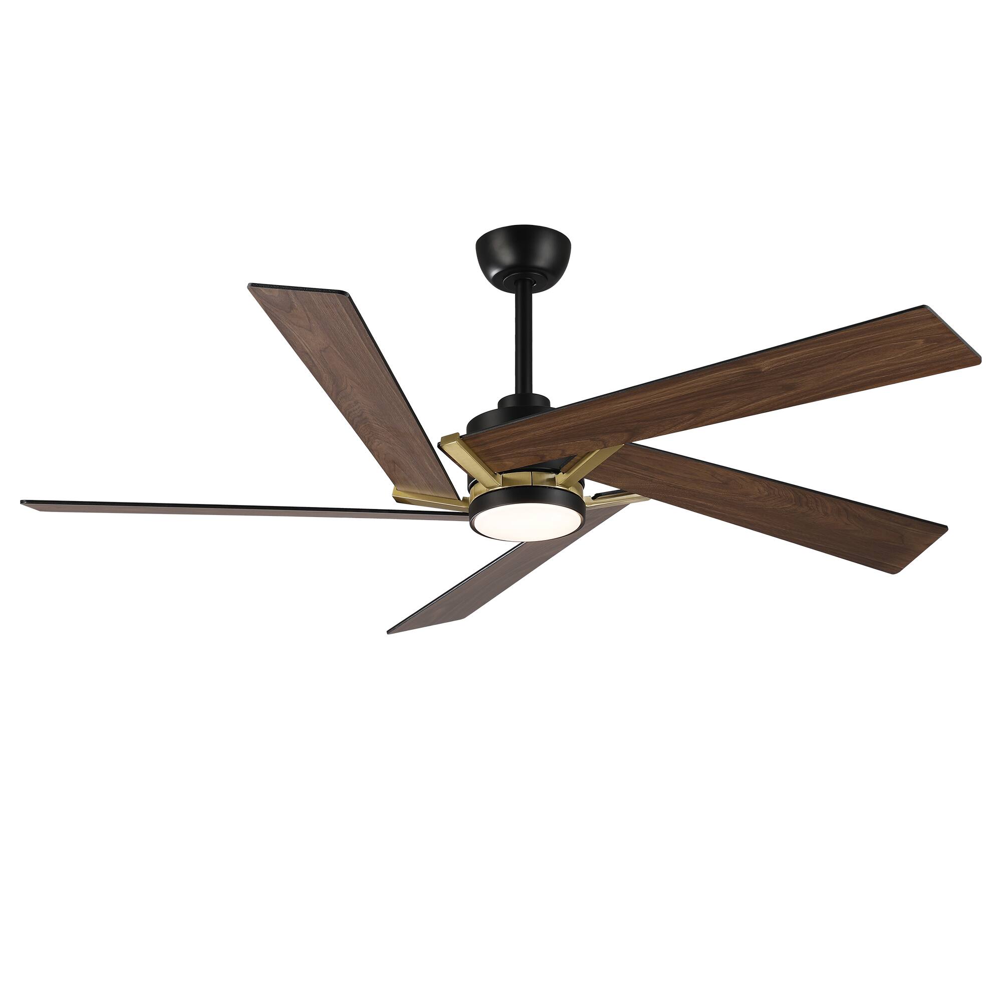Alt View 6. Parrot Uncle - 60" Modern Gold LED Ceiling Fan with Remote Control and Reversible Blades - Gold.