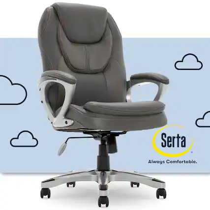 Angle. Serta - Amplify Work or Play Ergonomic High-Back Faux Leather Swivel Executive Chair with Mesh Accents - Duo Gray.