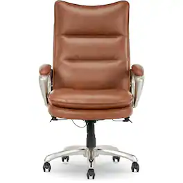 La-Z-Boy - Jenkins Ergonomic Bonded Leather Swivel Executive Big & Tall Chair, (60075-CAM) - Brown