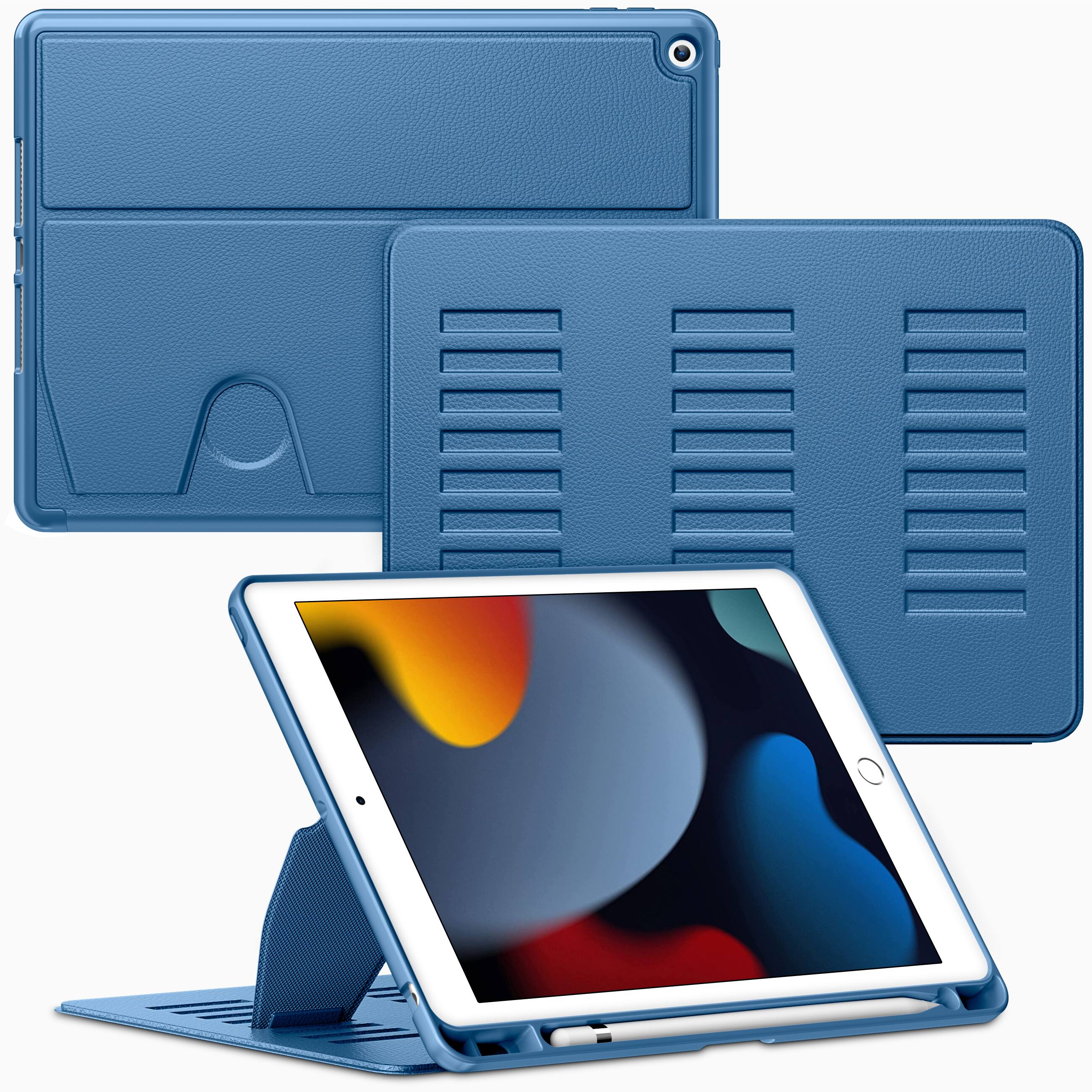 Front. VIKESI - Magnetic Case for iPad 10.2" 7th/8th/9th Gen, Shockproof, Pencil Holder, Auto Wake/Sleep, Multi-Angle Stand - Navy Blue.