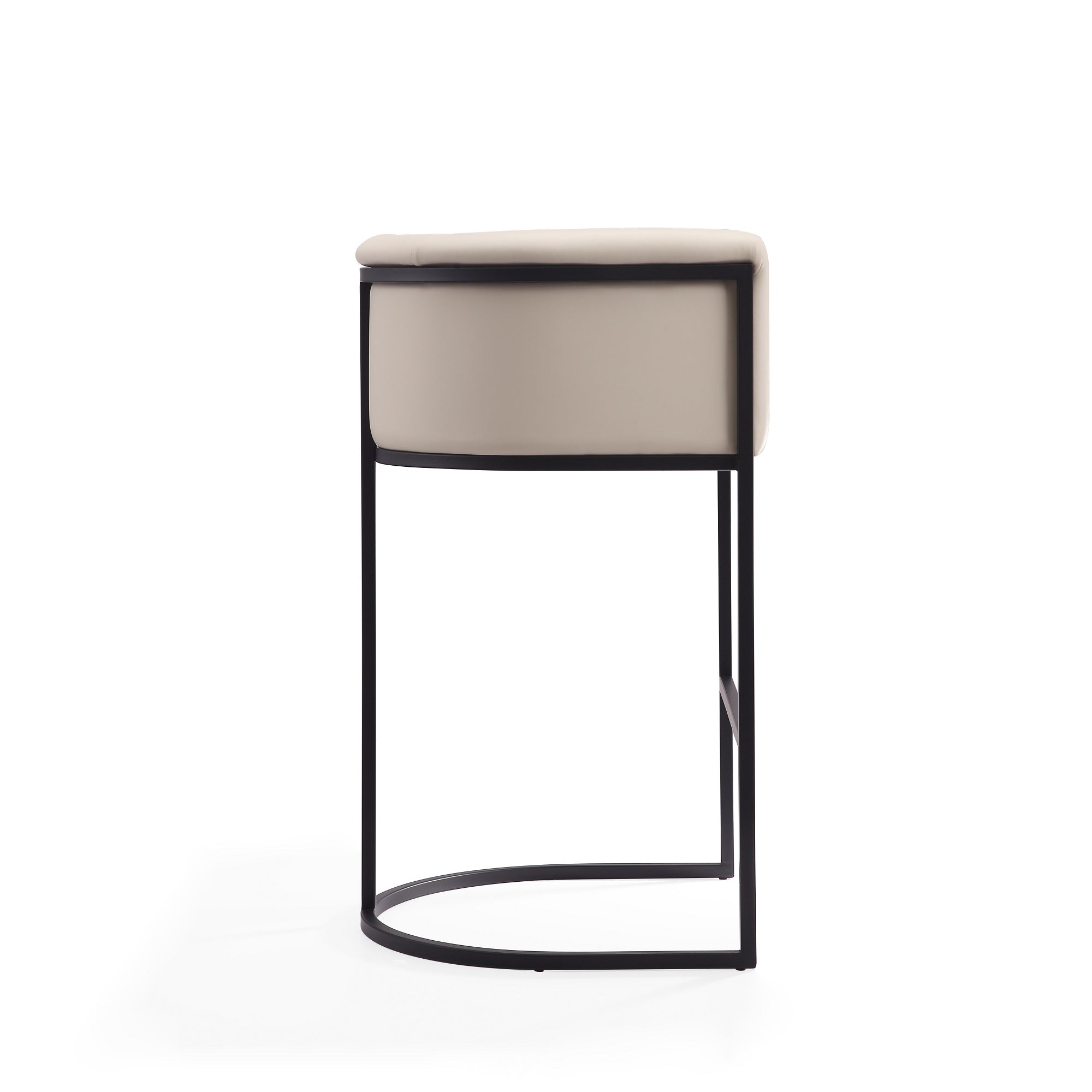 Alt View 2. Manhattan Comfort - Cosmopolitan Mid-Century Modern Metal Upholstered Barstool - Set of 2 - Cream.