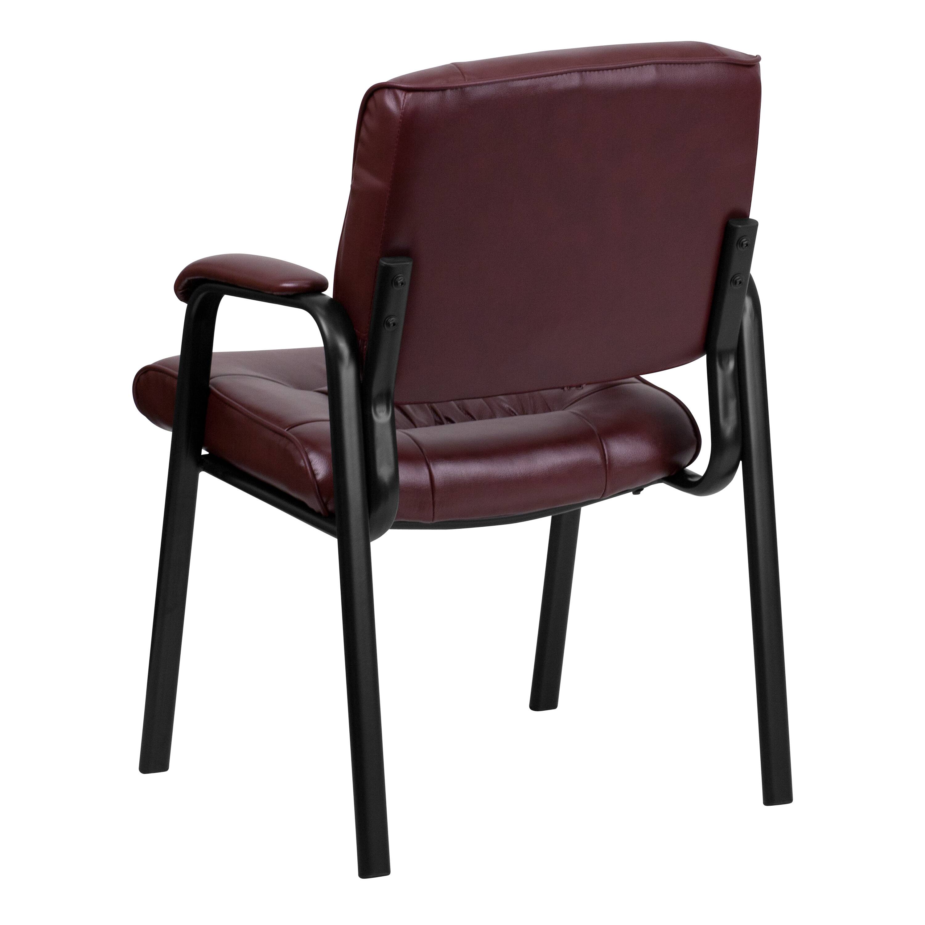 Alt View 5. Emma + Oliver - Faux Leather Executive Reception Chair with Powder Coated Frame - Burgundy LeatherSoft/Black Frame.