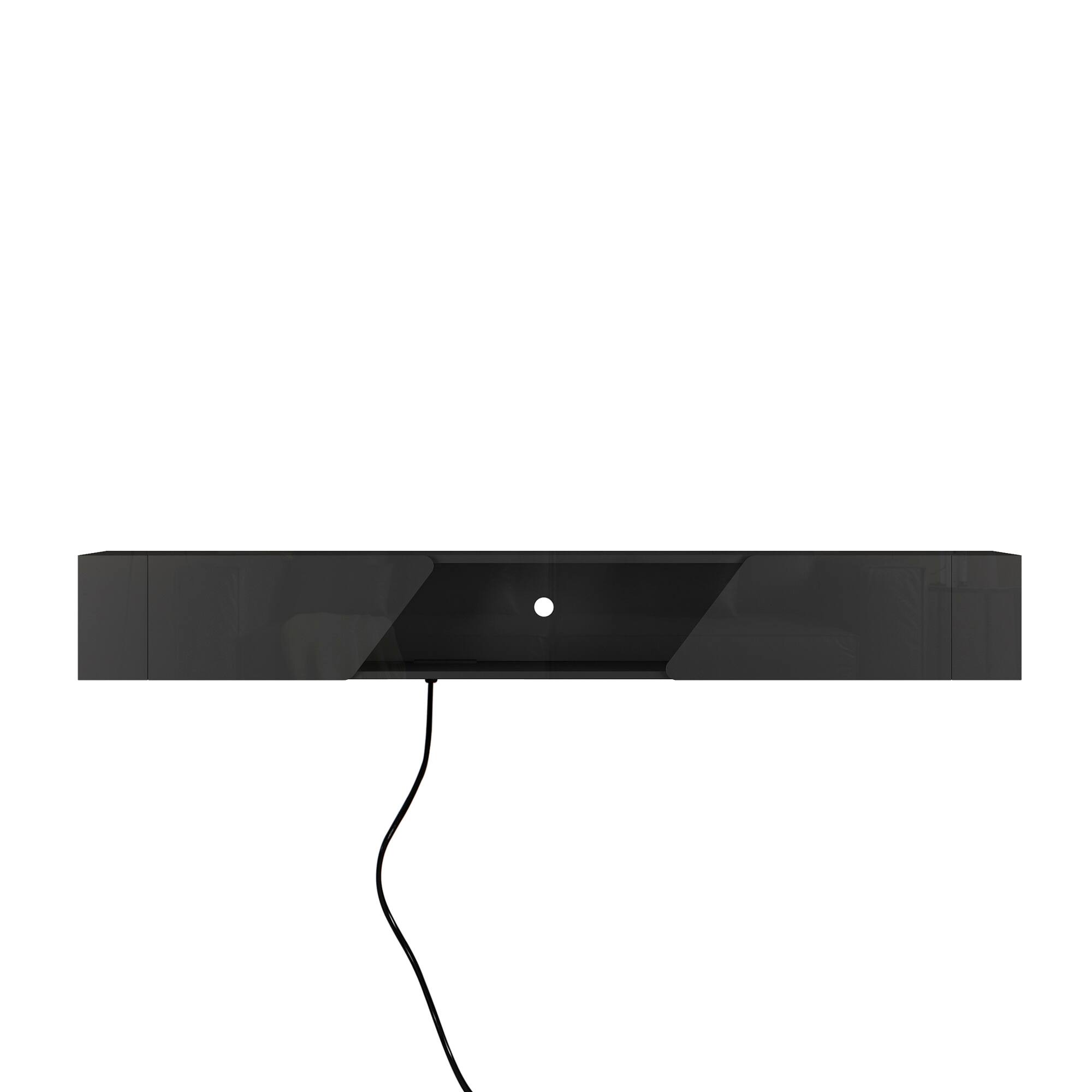 Alt View 4. TinyHomie - Floating TV Stand Wall Mounted with 16 Color LEDs 69in Modern TV Stand Floating TV Cabinet for 55 60 65 Inch TV - Black.