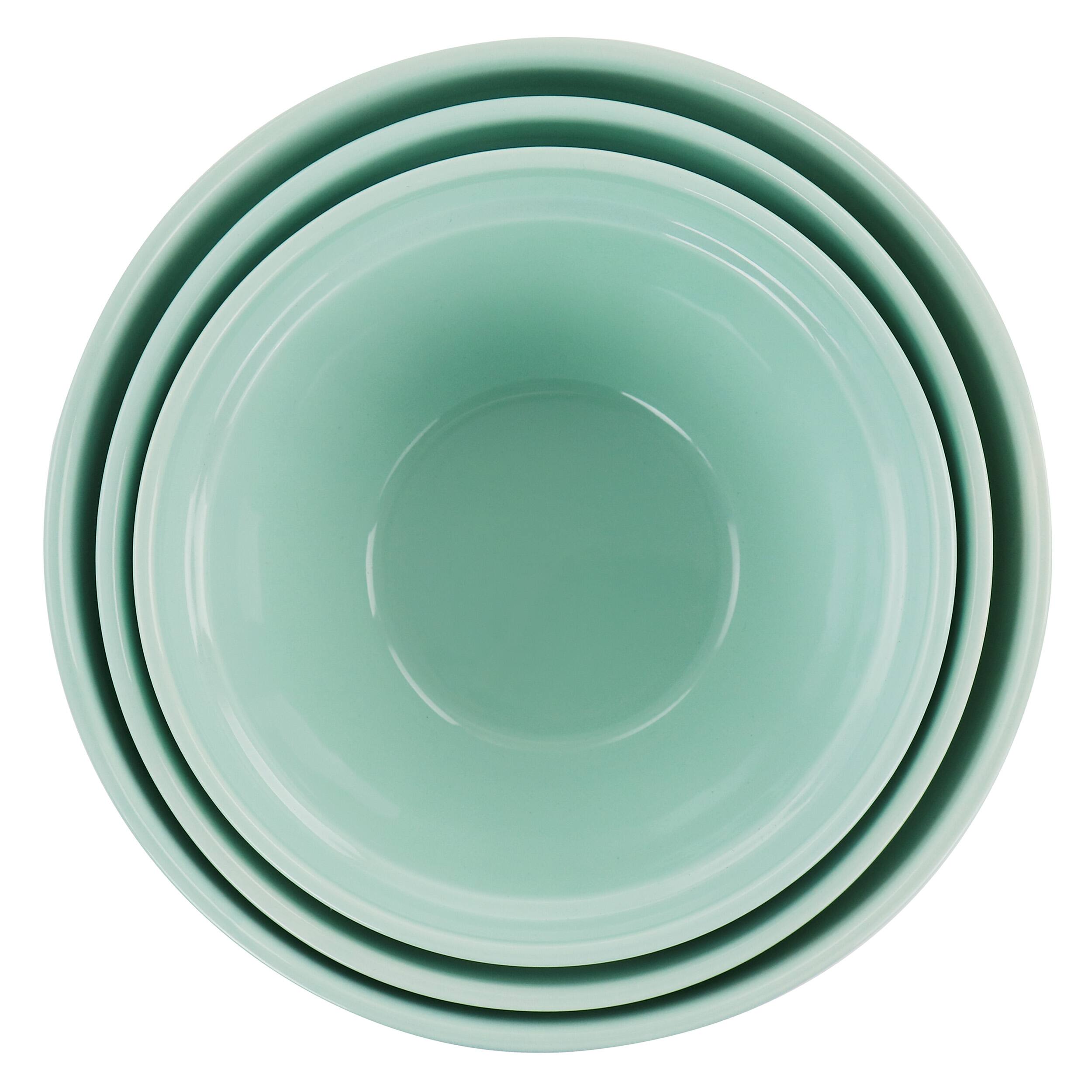 Alt View 4. Martha Stewart - Martha Stewart 3 Piece Stoneware Bowl Set in Turquoise - Blue.