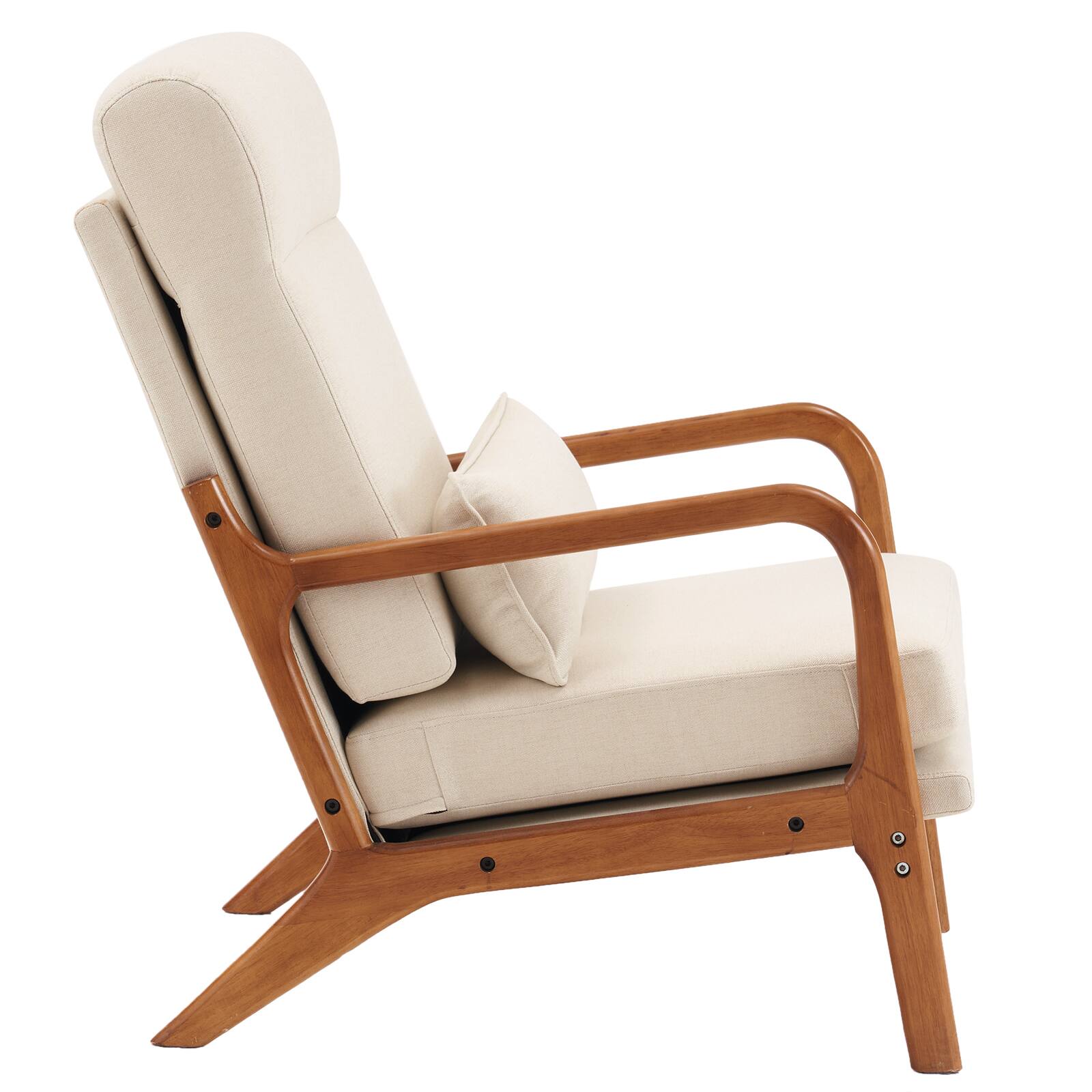Alt View 4. SlickBlue - Armrest & Backrest Indoor Leisure Chair Comfortable Upholstered Lounge Chair for Home - Beige.