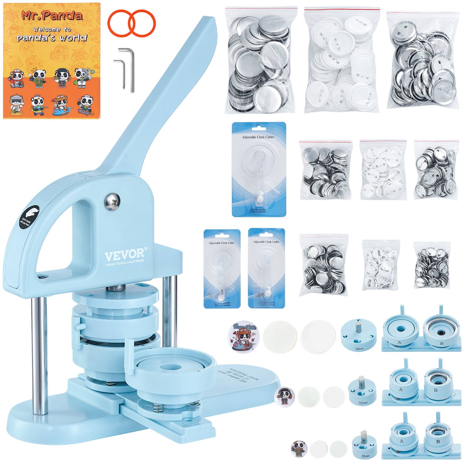 Mr. Panda  
Welcome to panda's world  

VEVOR  
TOUGH TOOL HALF PRICE  

Adjustable Circle Cutter  

A  
32 mm  

B  
26 mm