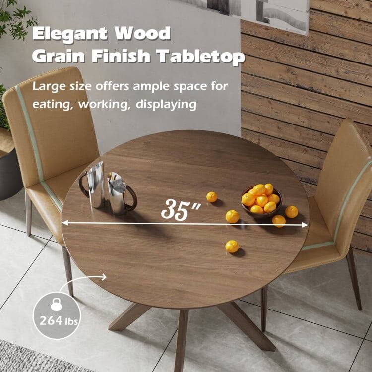 Elegant Wood Grain Finish Tabletop

Large size offers ample space for eating, working, displaying

35" 264 lbs