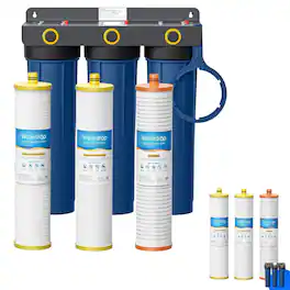 Waterdrop - WHF3E-SKH 3-Stage Whole House Water Filter System for Well Water, Extra WF20SKH Filter Set - Blue