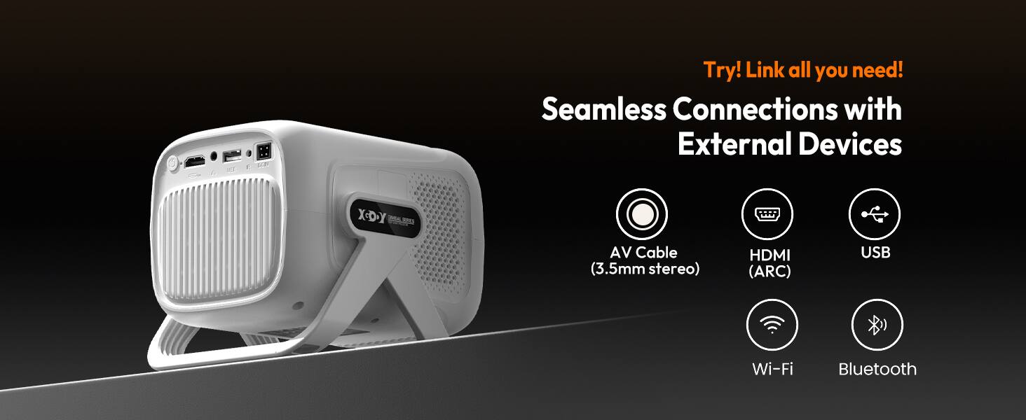 Try! Link all you need!  
Seamless Connections with External Devices  

AV Cable (3.5mm stereo)  
HDMI (ARC)  
USB  
Wi-Fi  
Bluetooth