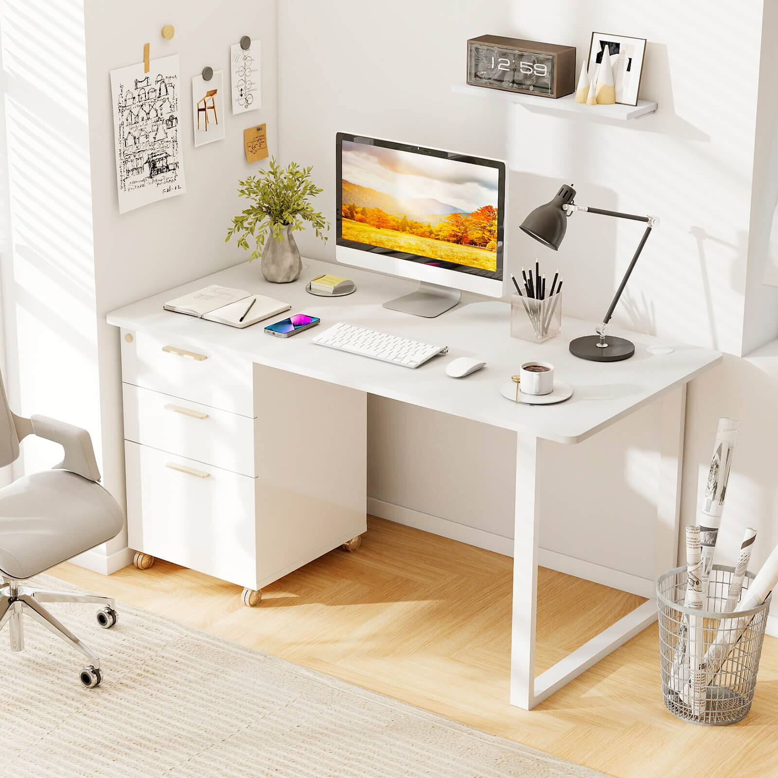 Alt View 1. Costway - Costway 55" x 28"Universal Tabletop for Standard & Standing Desk Frame - White.