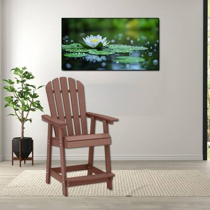 Front. Hivvago - HDPE Outdoor and Indoor Chair with Armrests and Built-in Footrest - Coffee.