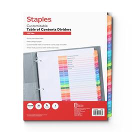 Staples - Customizable Table of Contents Numeric Dividers, 1–31 Tabs - Multicolor