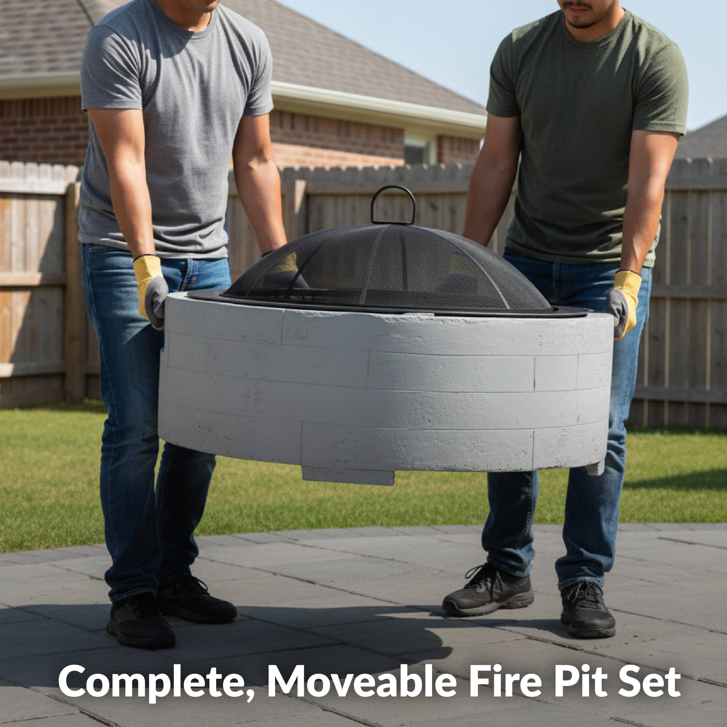 Complete, Moveable Fire Pit Set