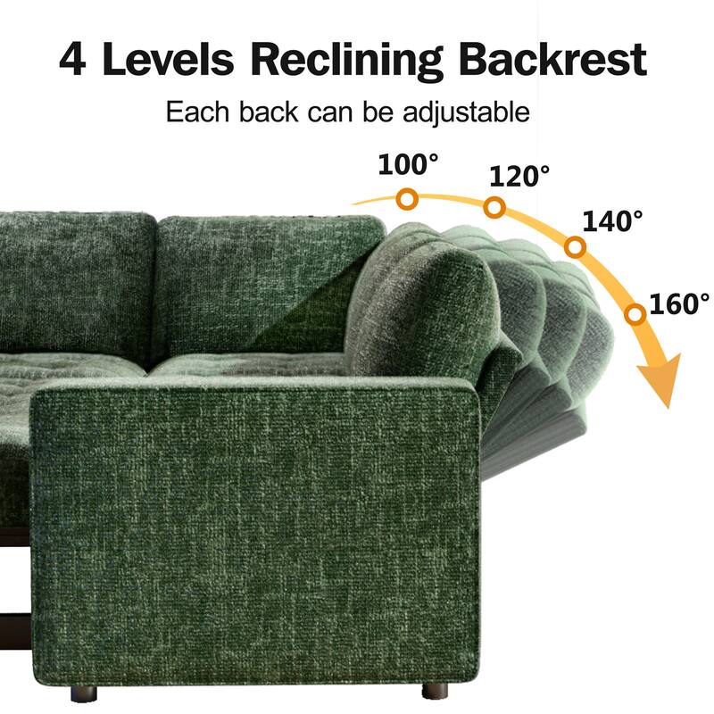 4 Levels Reclining Backrest  
Each back can be adjustable  
100° 120° 140° 160°
