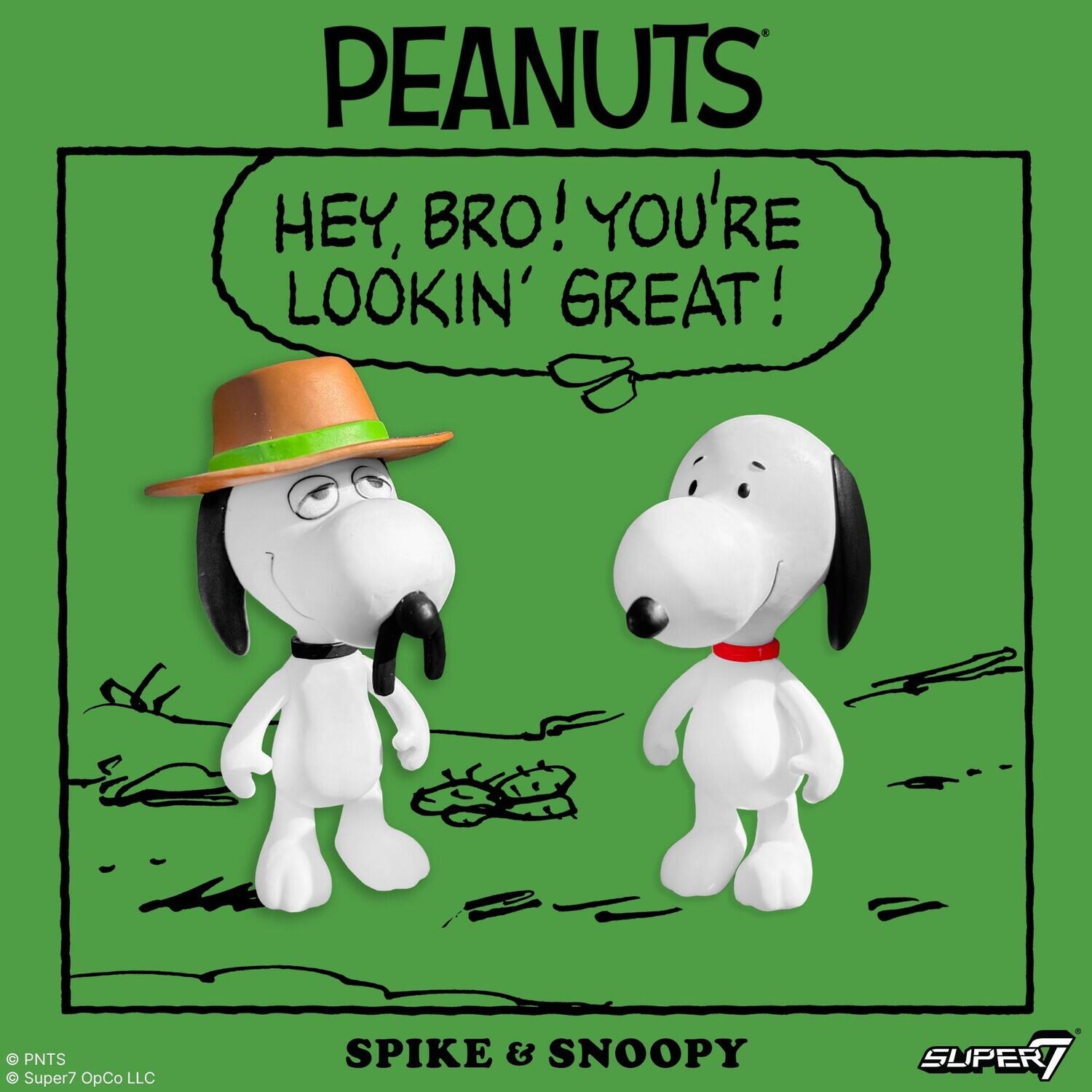 PEANUTS  
HEY, BRO! YOU'RE LOOKIN' GREAT!  

PNTS  
Super7 OpCo LLC  
SPIKE & SNOOPY  
SUPER7