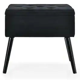 Kadyn - Ottoman Bench,Ottoman Foot Rest Chair,Velvet Storage Ottoman with Solid Wood Legs for Living Room Bedroom - Black