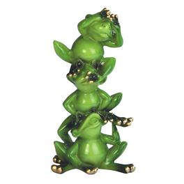 FC Design - 6"H Hear-No, See-No, Speak-No Evil Frog Stacked Frogs Animal Figurine Set Computer Desk Tabletop Home Decor - Multi-Color