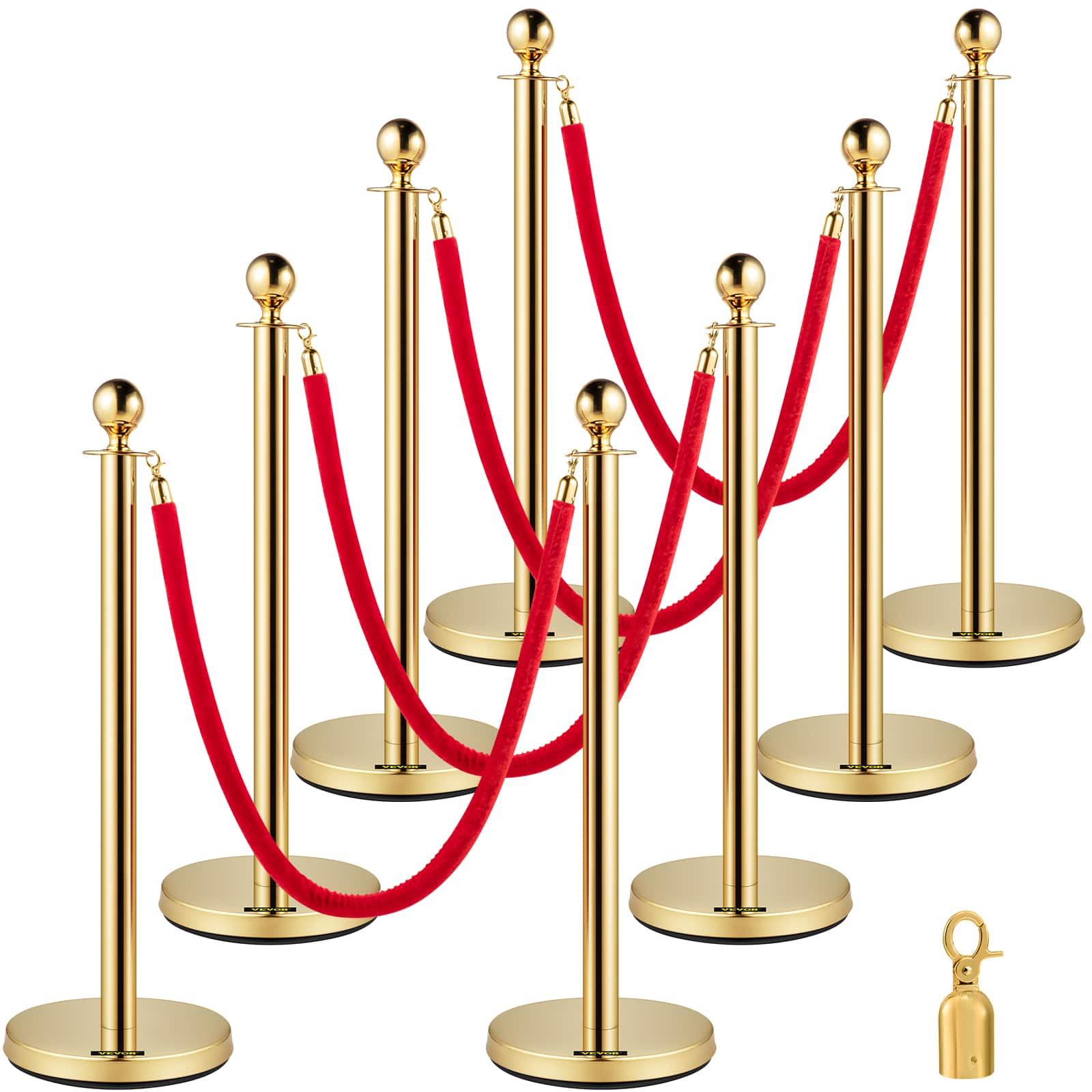 VEVOR - Crowd Control Stanchion, Set of 8 Pieces Stanchion Set, Stanchion Set with 5 ft/1.5 m Red Velvet Rope - Gold price history on PriceWatchPro