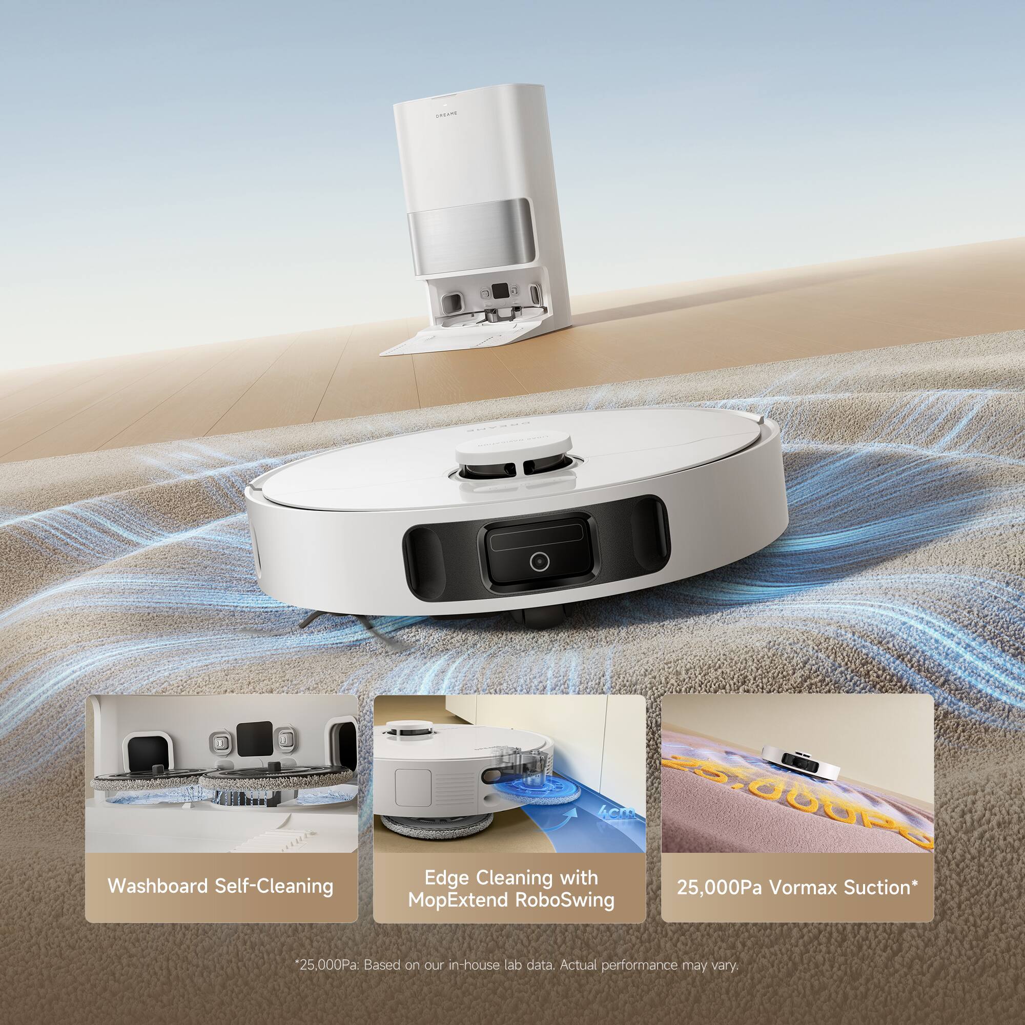 O.... ACA Washboard Self-Cleaning Edge Cleaning with MopExtend RoboSwing 25,000Pa Vormax Suction* 25,000Pa Based on our in-house lab data. Actual performance may vary.