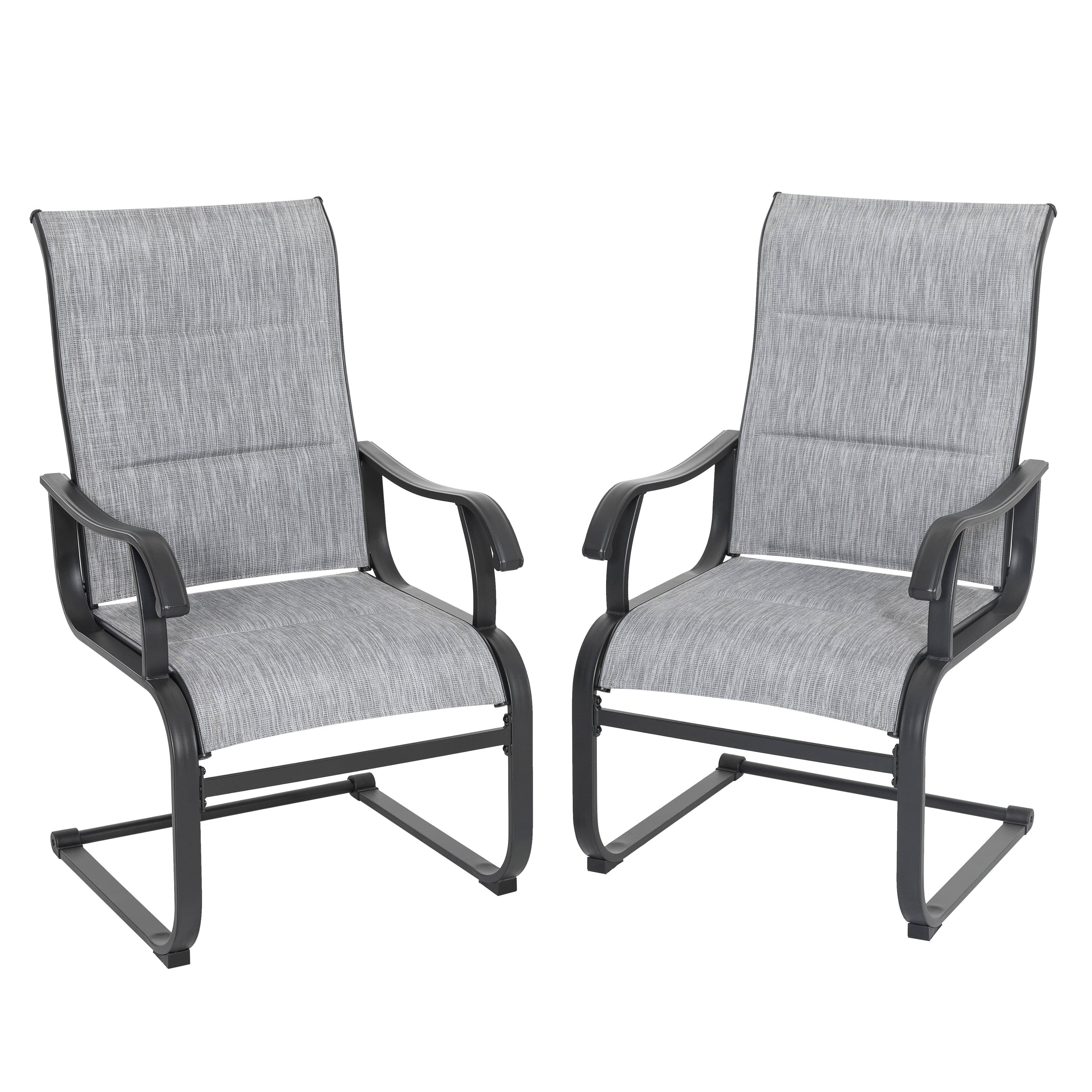 Nuu Garden - Outdoor Patio Chair Set of 2, All-Weather Textilene Mesh, Powder-Coated Iron Frame - Light Gray