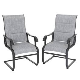 Nuu Garden - Outdoor Patio Chair Set of 2, All-Weather Textilene Mesh, Powder-Coated Iron Frame - Light Gray