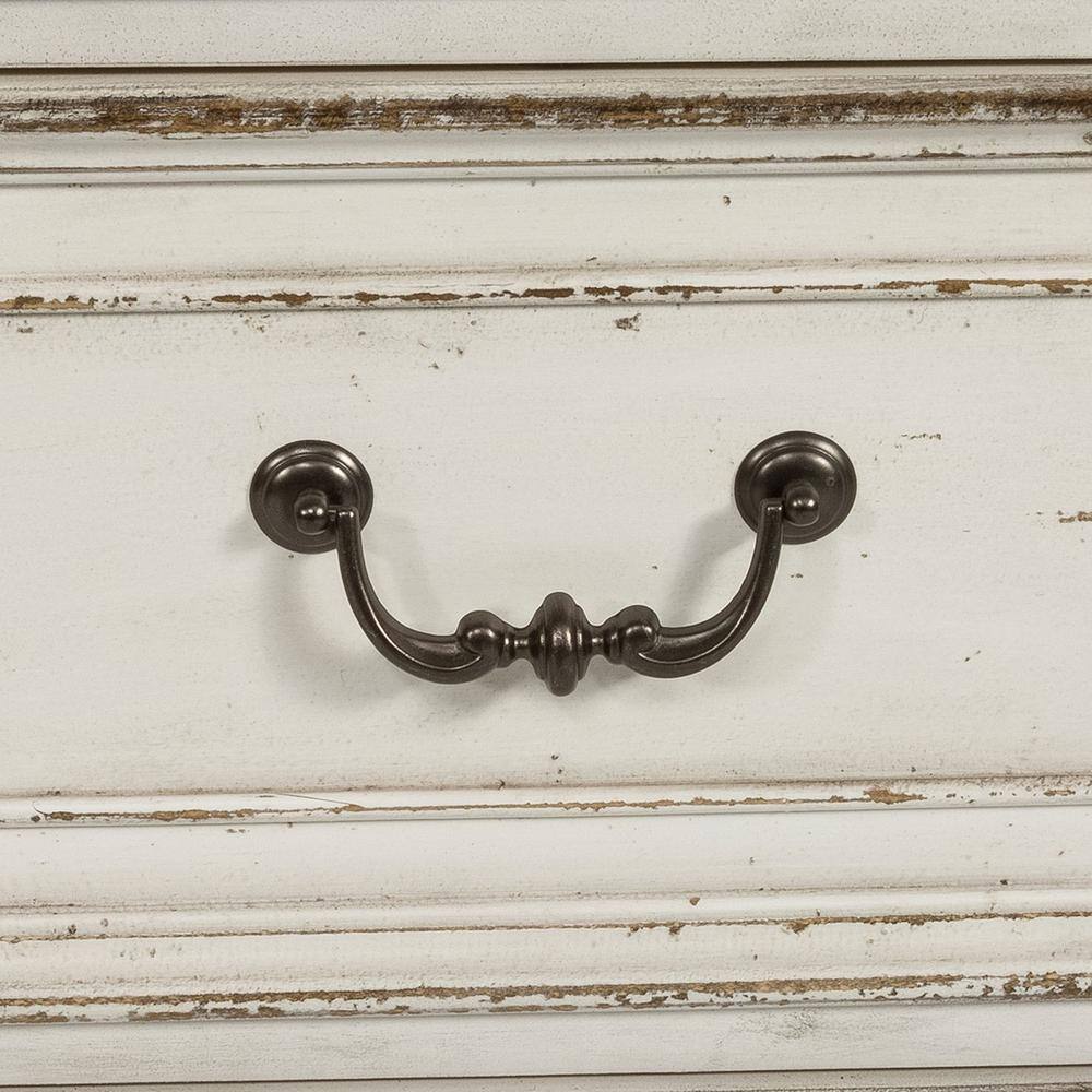 Alt View 3. Liberty Furniture Industries - Magnolia Manor 3 Drawer Bedside Chest w/ Charging Station in Antique White - White.